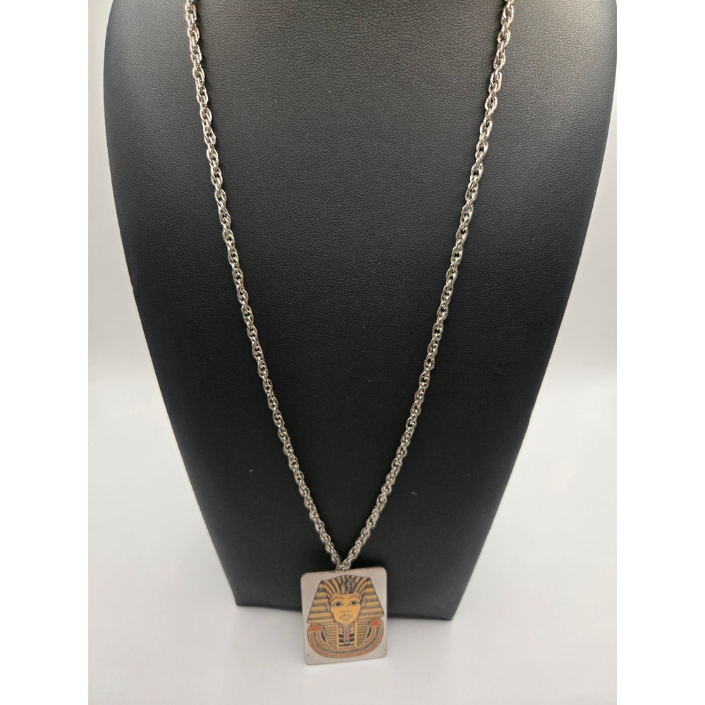 Reed & Barton Damascene King Tut Pendant Necklace Brooch Egyptian Revival Vtg